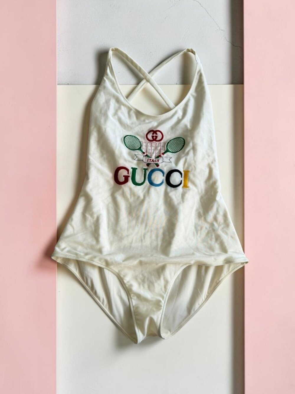 GUCCI Italy Tennis One Piece Swimsuit Size Medium